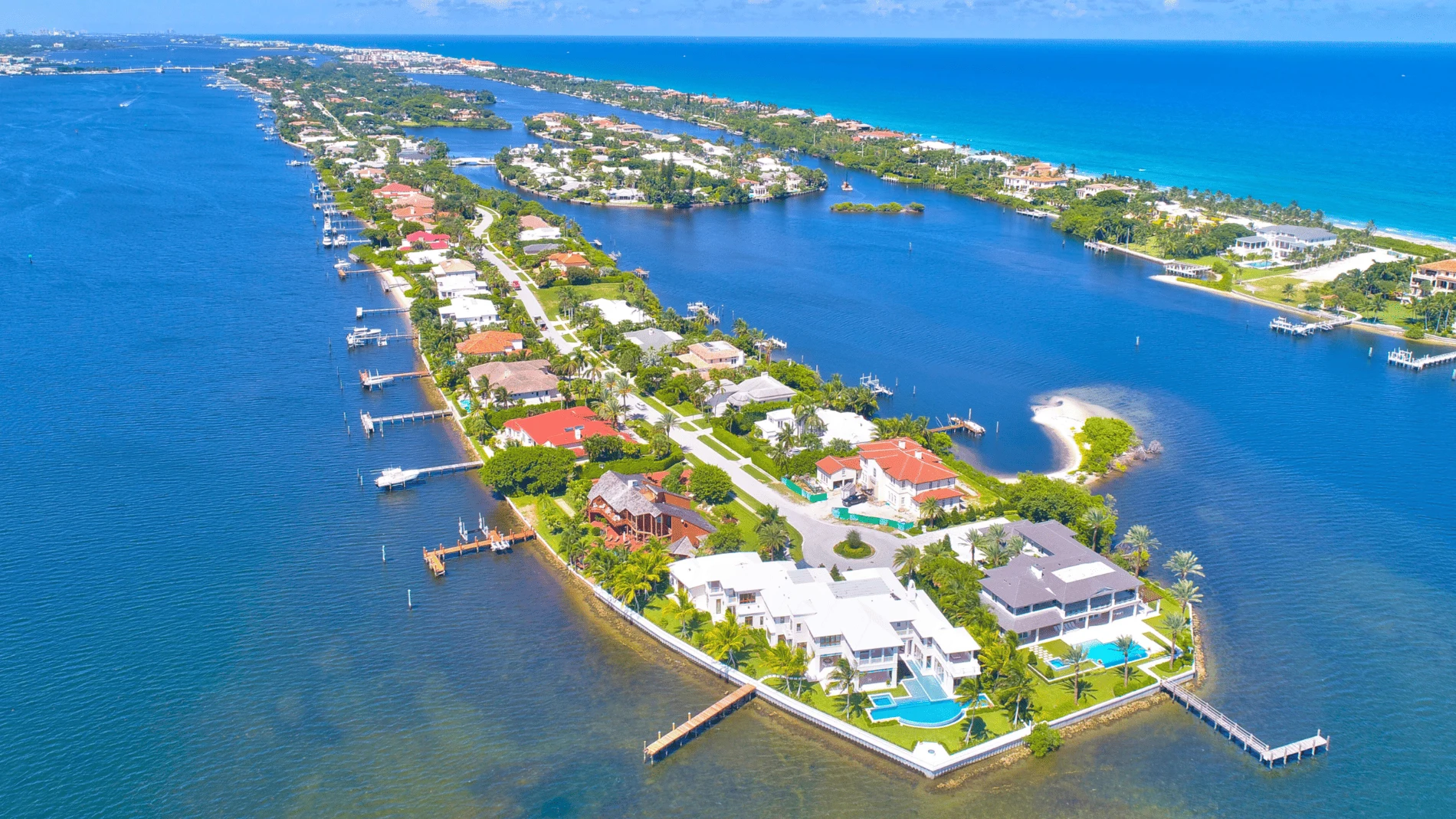 An aerial view of Manalapan, Florida homes for sale.